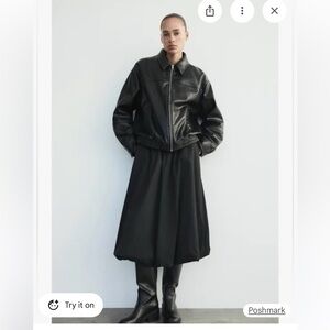 Zara black midi bubble midi skirt